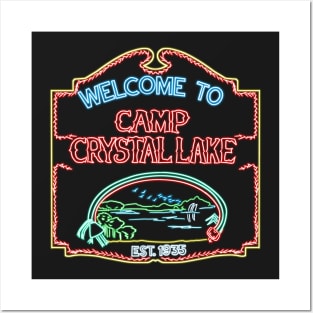 Camp Crystal Lake neon sign Posters and Art